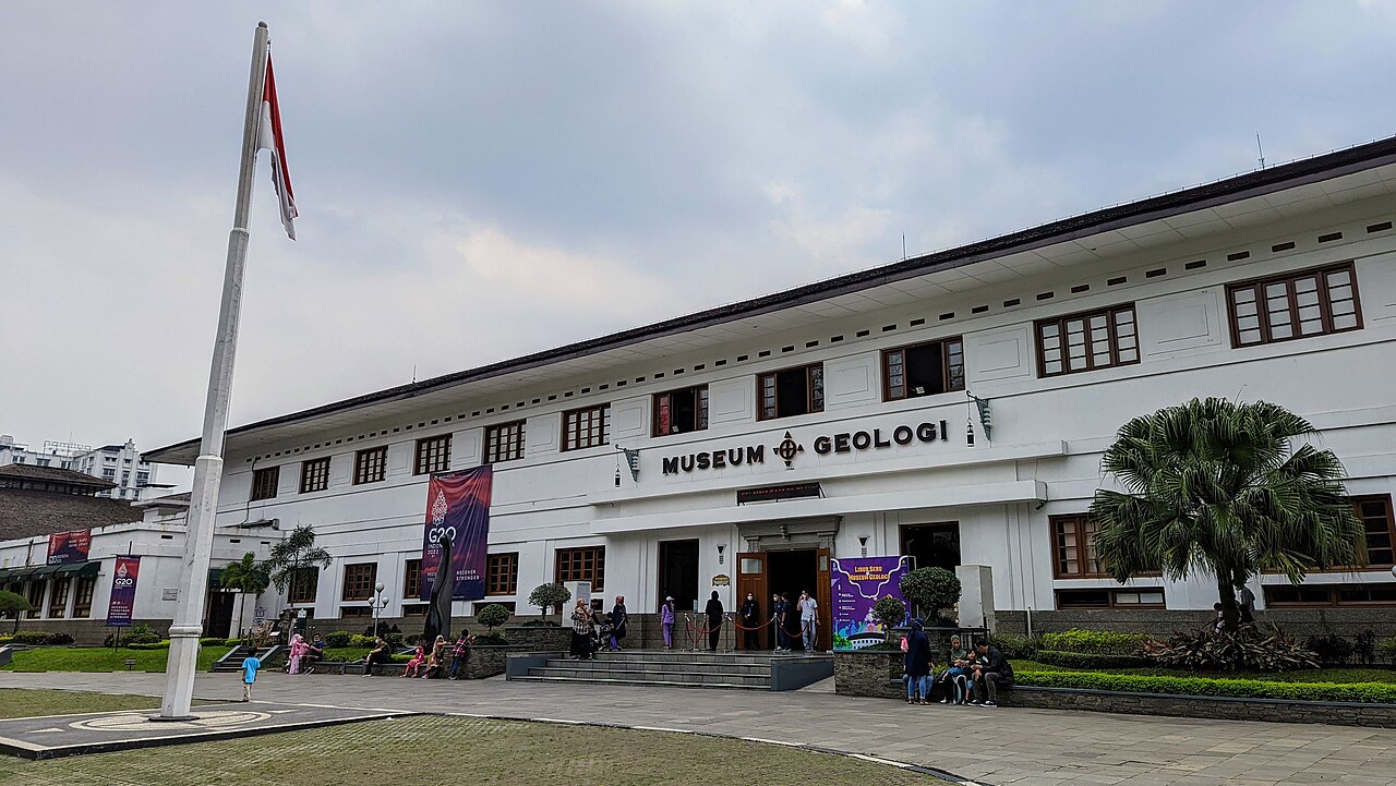 Historic Art Deco facade of Geological Museum Bandung on Jalan Diponegoro