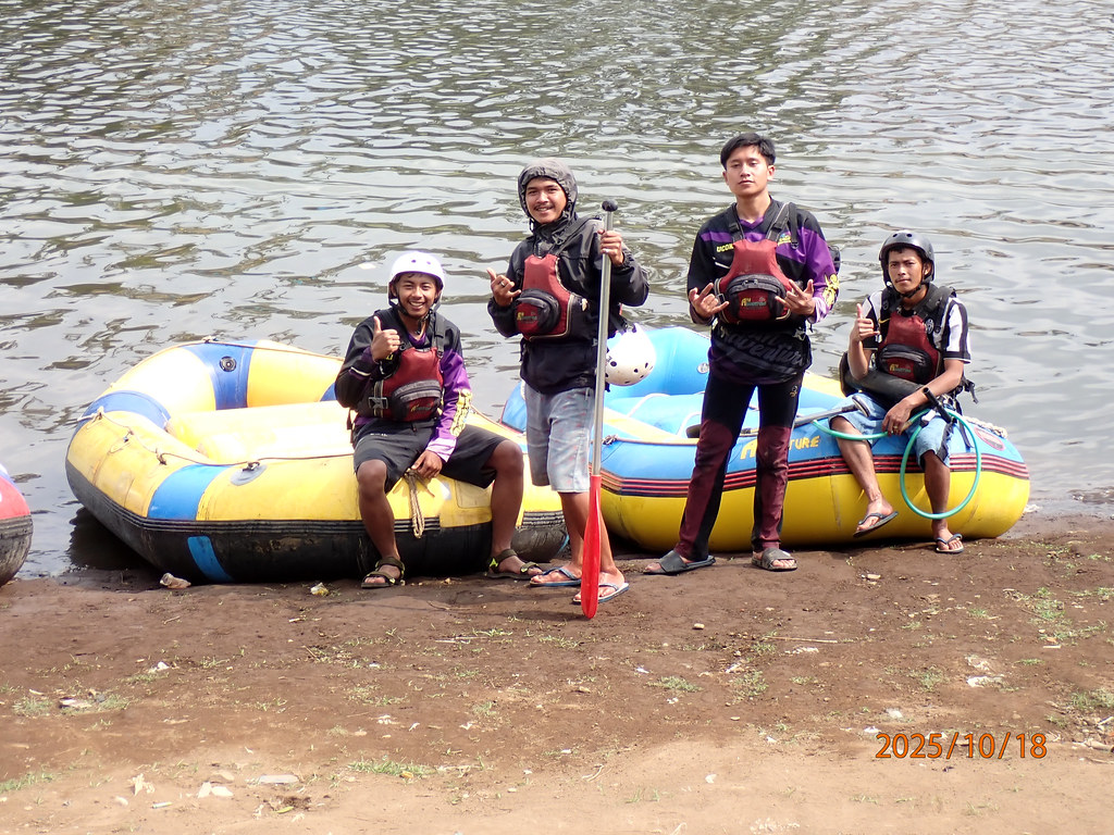 Scenic highland lake and traditional boat jetties at Situ Cileunca