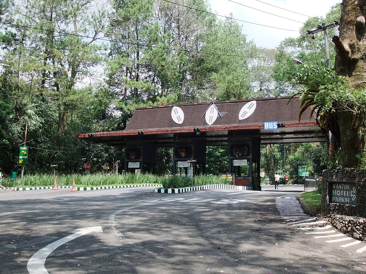 Iconic entrance gate and highland forest grounds of Taman Safari Indonesia